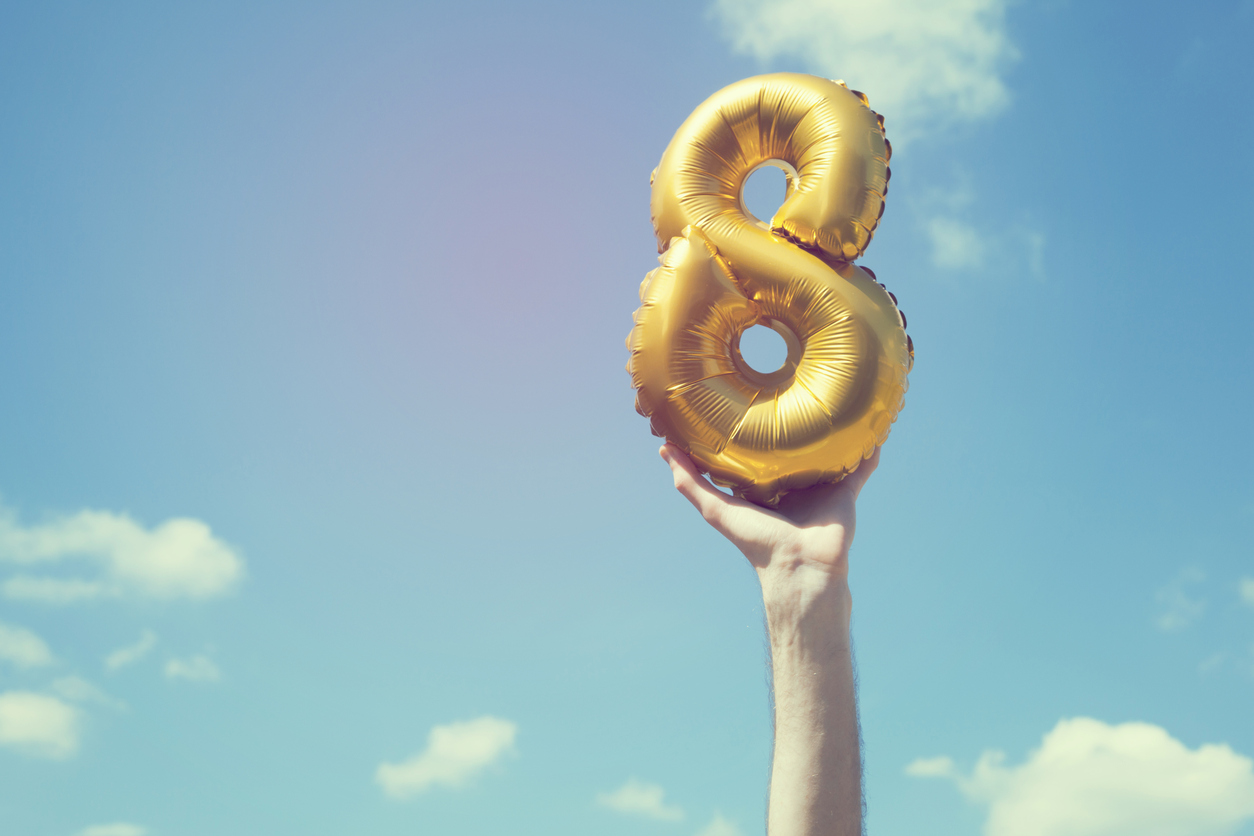 Gold number 8 balloon