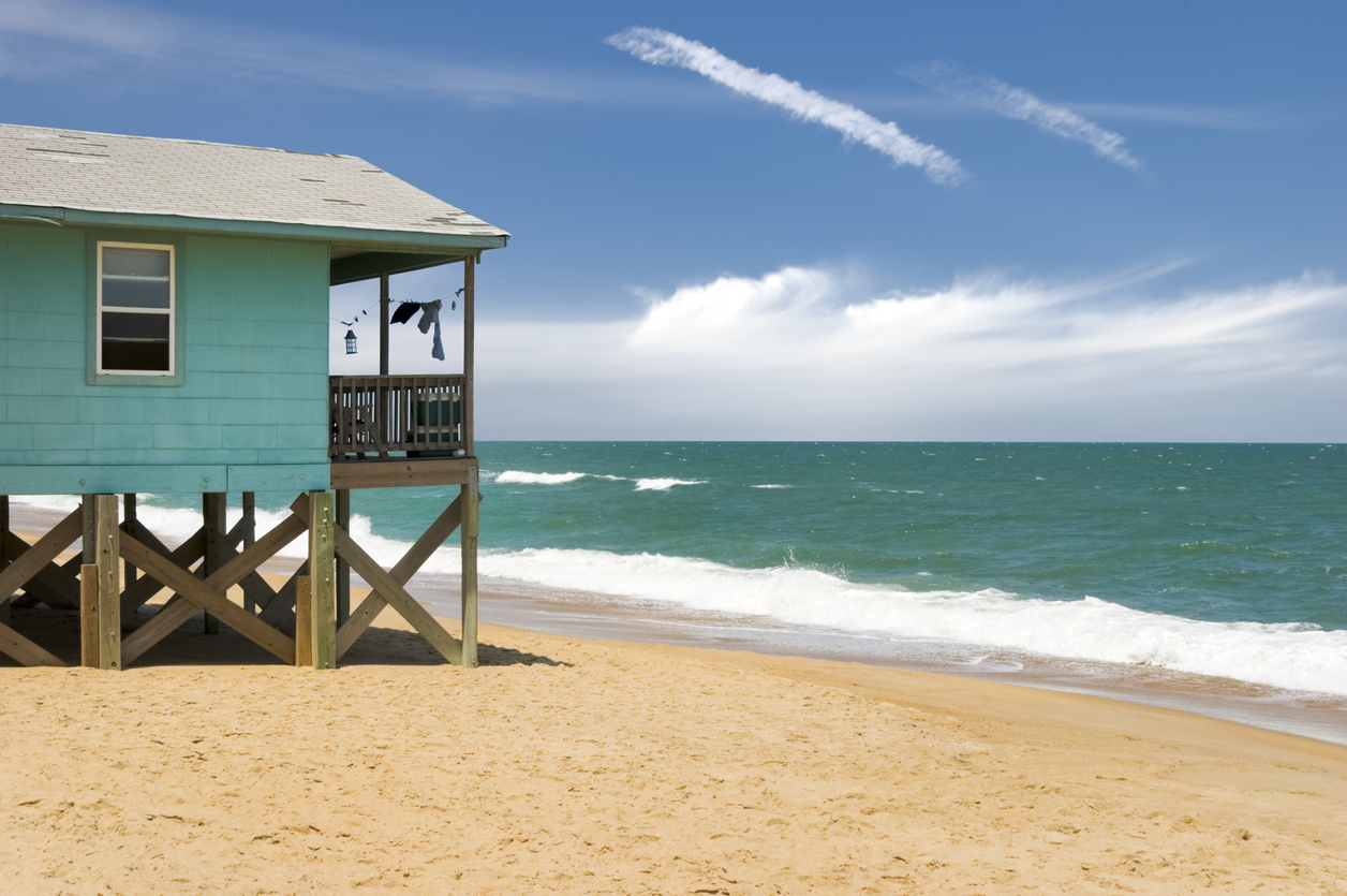 Beach House and Ocean Waves, Outer Banks, NC